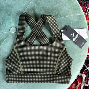 Glyder Olive Checkered Sports Bra